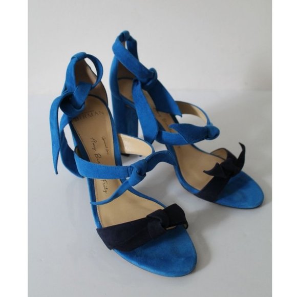 Alexandre Birman Lolita 90 Suede Block Sandal in Sapphire Night Shade Size US 6 - Picture 2 of 11